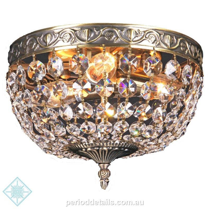 crystal basket flush mount light